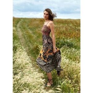 Anthropologie Jamila Smocked Bodice Midi Dress Small